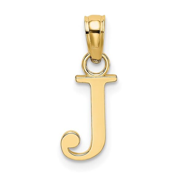 10K Yellow Gold Polished J Block Initial Charm - Picture 1 of 9